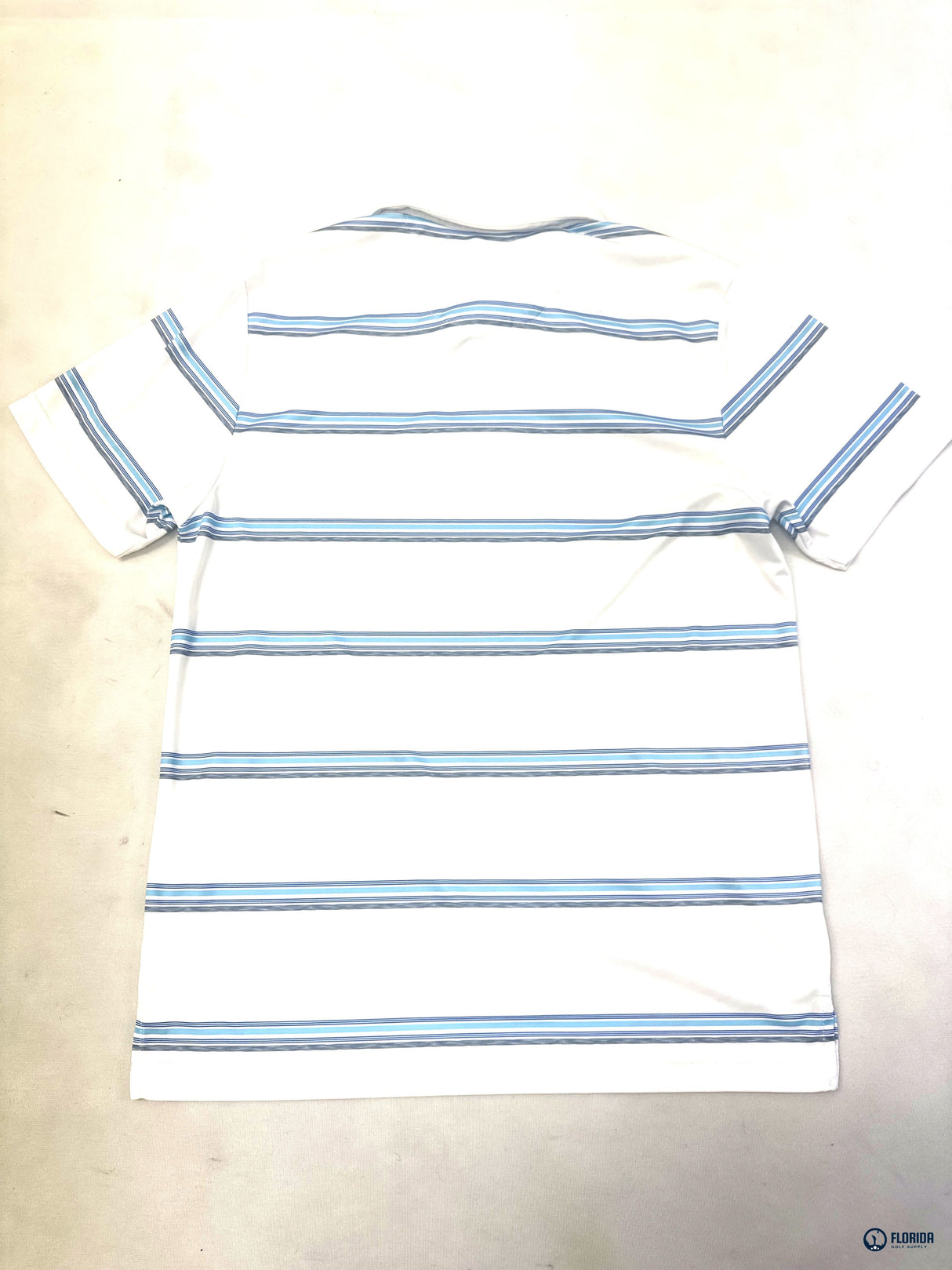 PGA Tour Men's ProSeries Golf Polo Shirt White Blue Striped Size L