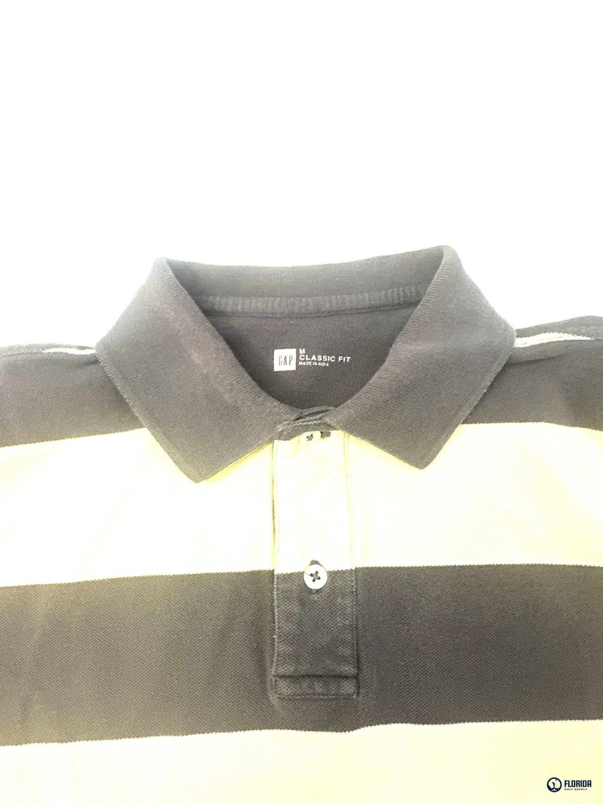 Gap Men's Classic Fit Polo Shirt Gray Yellow Striped Size M