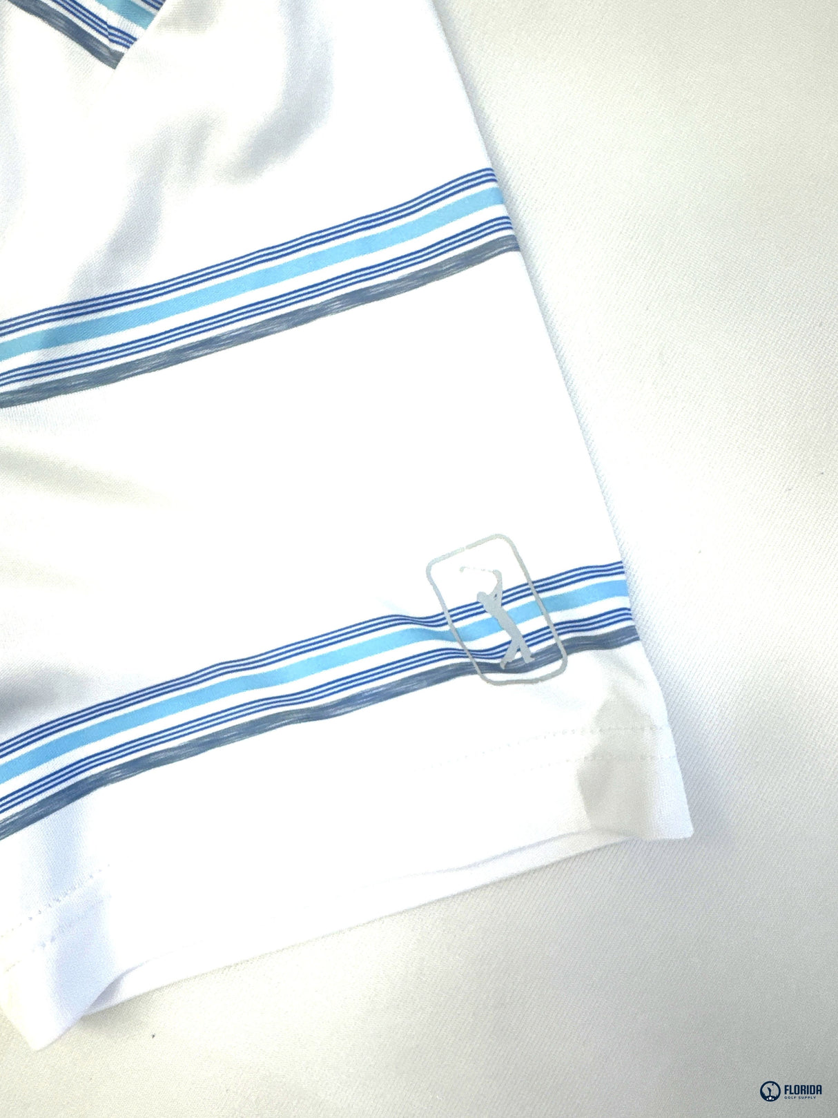 PGA Tour Men's ProSeries Golf Polo Shirt White Blue Striped Size L