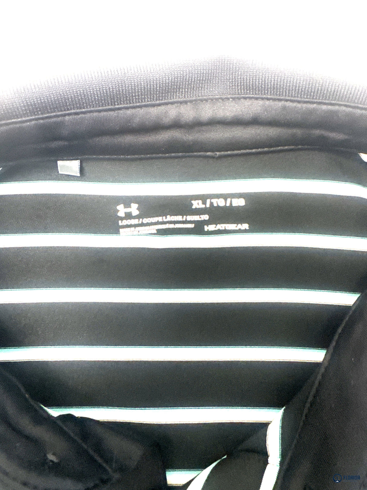 Under Armour Men's Golf Polo Shirt Black White Striped HeatGear XL