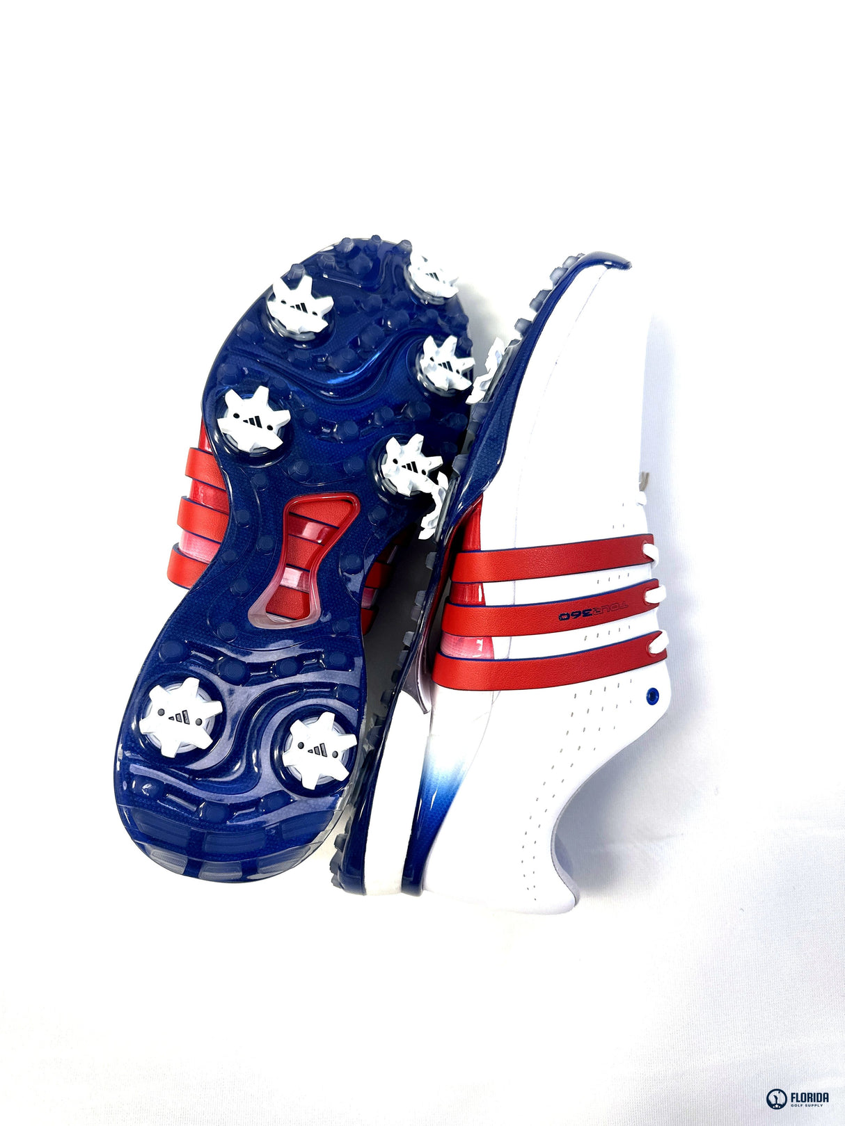 Adidas Tour360 Spike Golf Shoes Golf Shoes Red White and Blue Mens Size 9