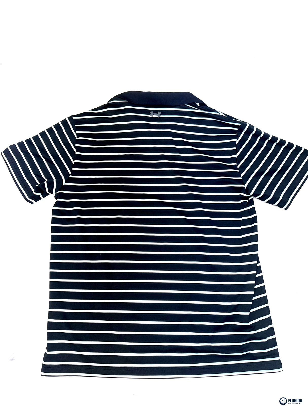 Under Armour Men's Golf Polo Shirt Black White Striped HeatGear XL