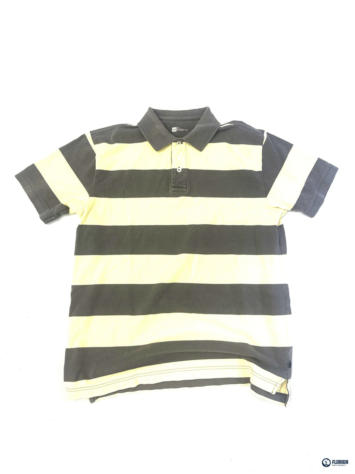 Gap Men's Classic Fit Polo Shirt Gray Yellow Striped Size M