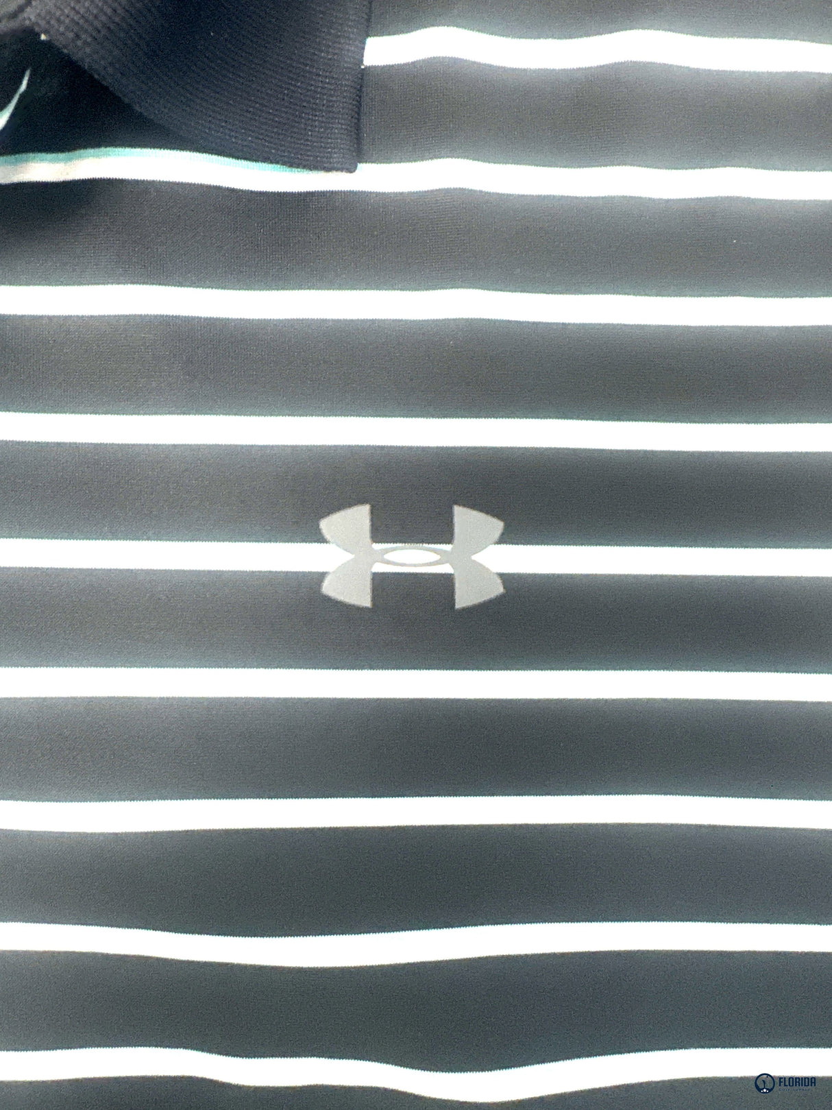 Under Armour Men's Golf Polo Shirt Black White Striped HeatGear XL