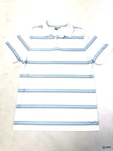 PGA Tour Men's ProSeries Golf Polo Shirt White Blue Striped Size L